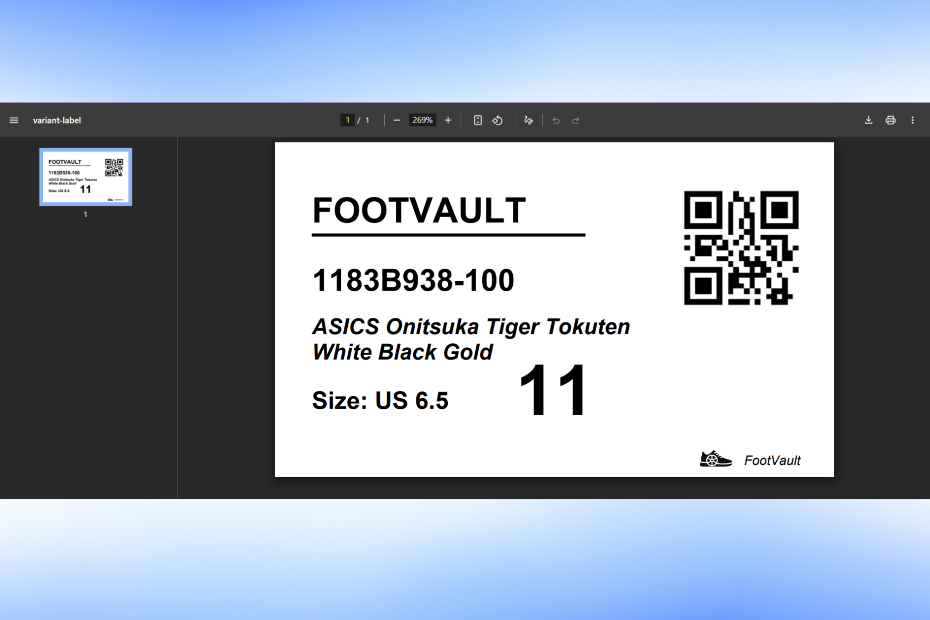 QR Sticker Generation Interface
